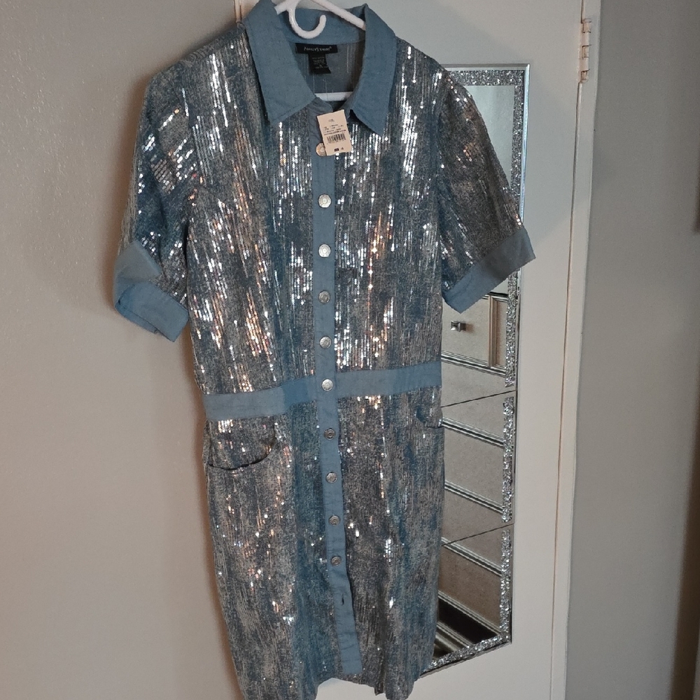 Ashley Stewart Denim Sequin Dress